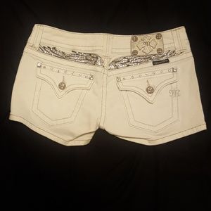 White Miss Me Shorts